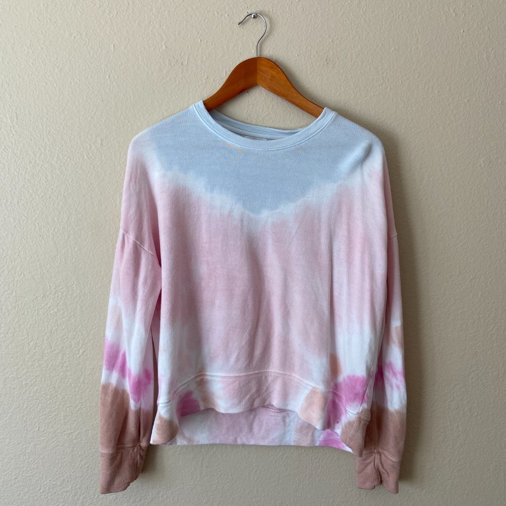 Sundry Womens Pink Tie Dye Round Neck Long Sleeve Pullover Sweatshirt Size 0